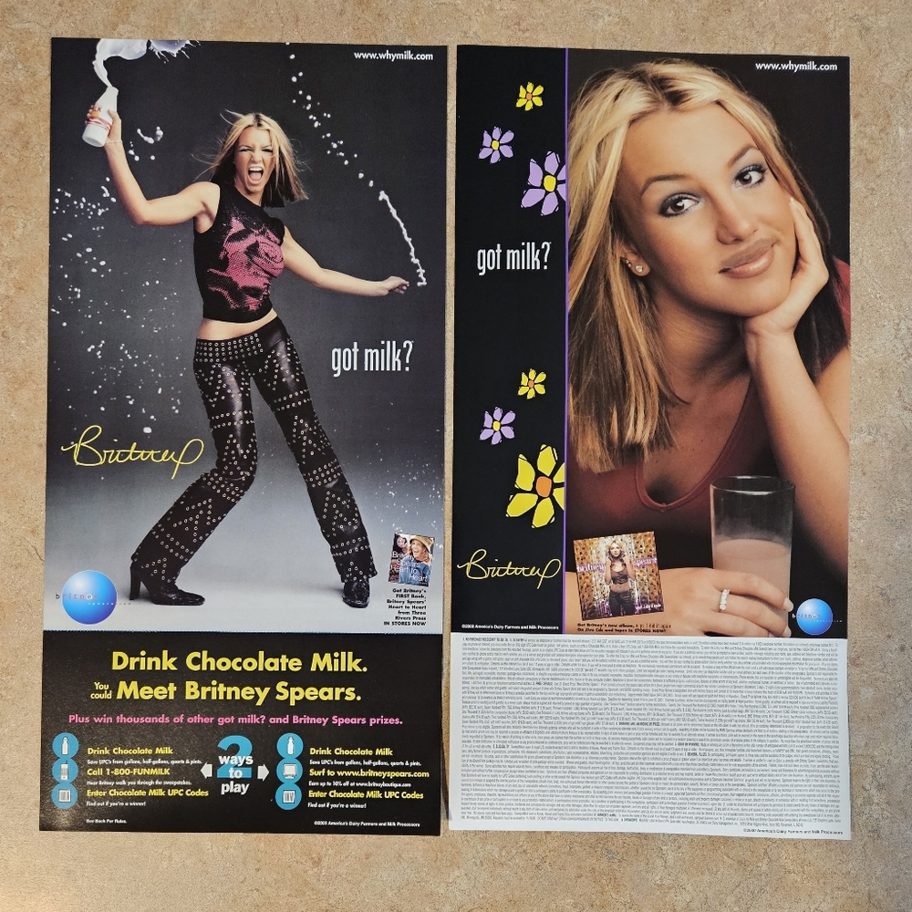Britney Spears Vintage Got Milk Poster x2